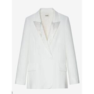 Zadig & Voltaire Visit Tailleur Jacket Rhinestone Lapel Blazer $648, Sz 34 Or XS